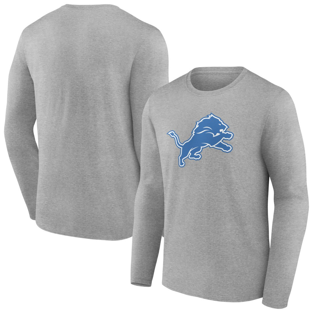 Detroit Lions Primary Team Logo Long Sleeve T-Shirt - Heather Gray T-shirts