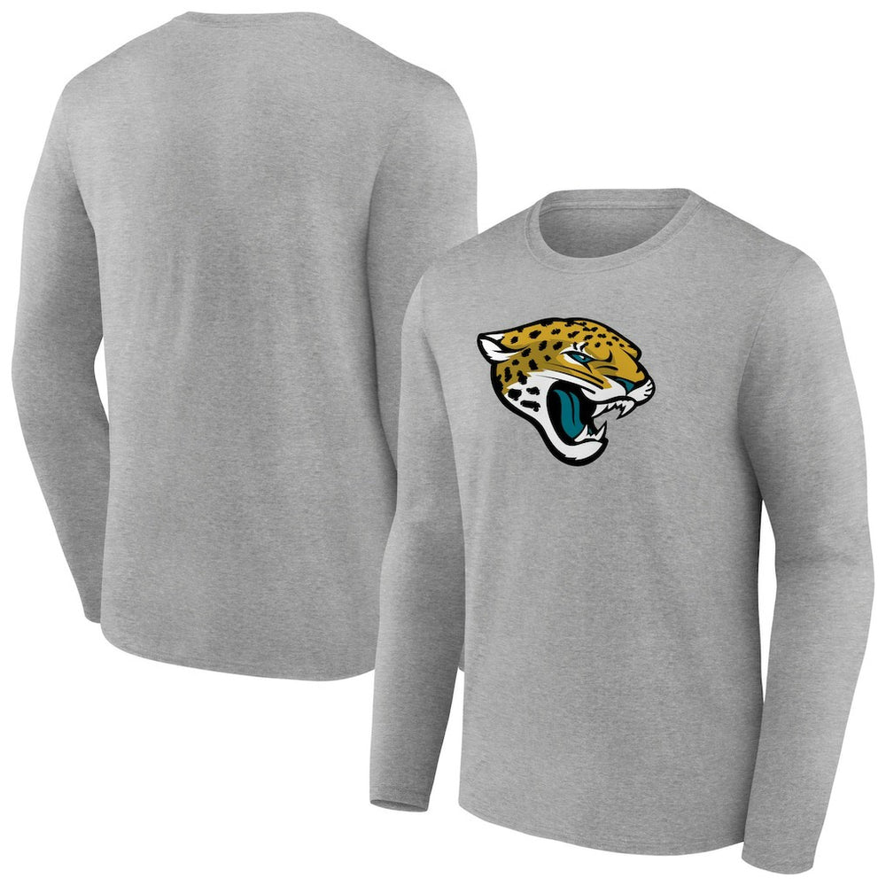 Jacksonville Jaguars Primary Team Logo Long Sleeve T-Shirt - Heather Gray T-shirts