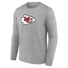 Kansas City Chiefs Primary Team Logo Long Sleeve T-Shirt - Heather Gray T-shirts