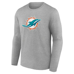 Miami Dolphins Primary Team Logo Long Sleeve T-Shirt - Heather Gray T-shirts