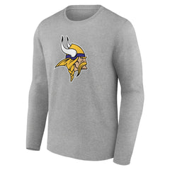 Minnesota Vikings Primary Team Logo Long Sleeve T-Shirt - Heather Gray T-shirts
