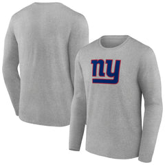 New York Giants Primary Team Logo Long Sleeve T-Shirt - Heather Gray T-shirts
