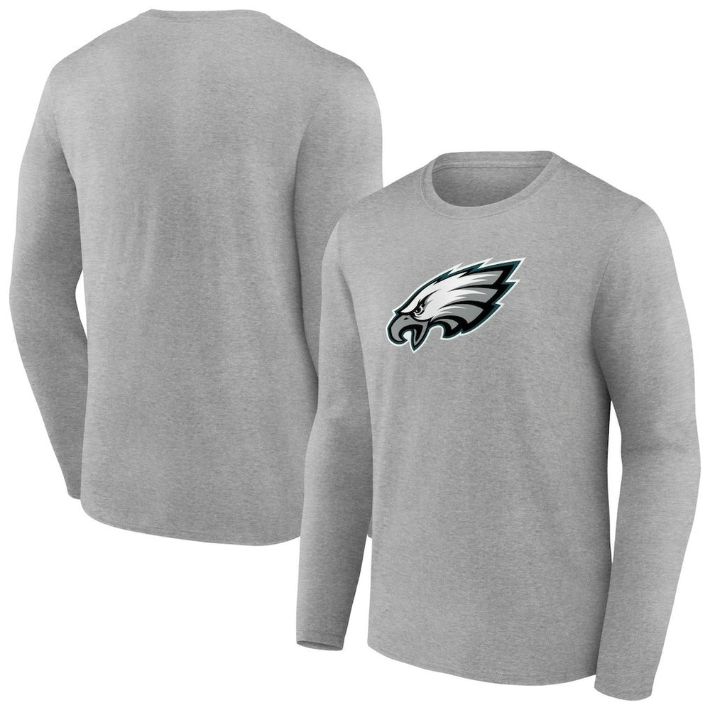 Philadelphia Eagles Primary Team Logo Long Sleeve T-Shirt - Heather Gray T-shirts
