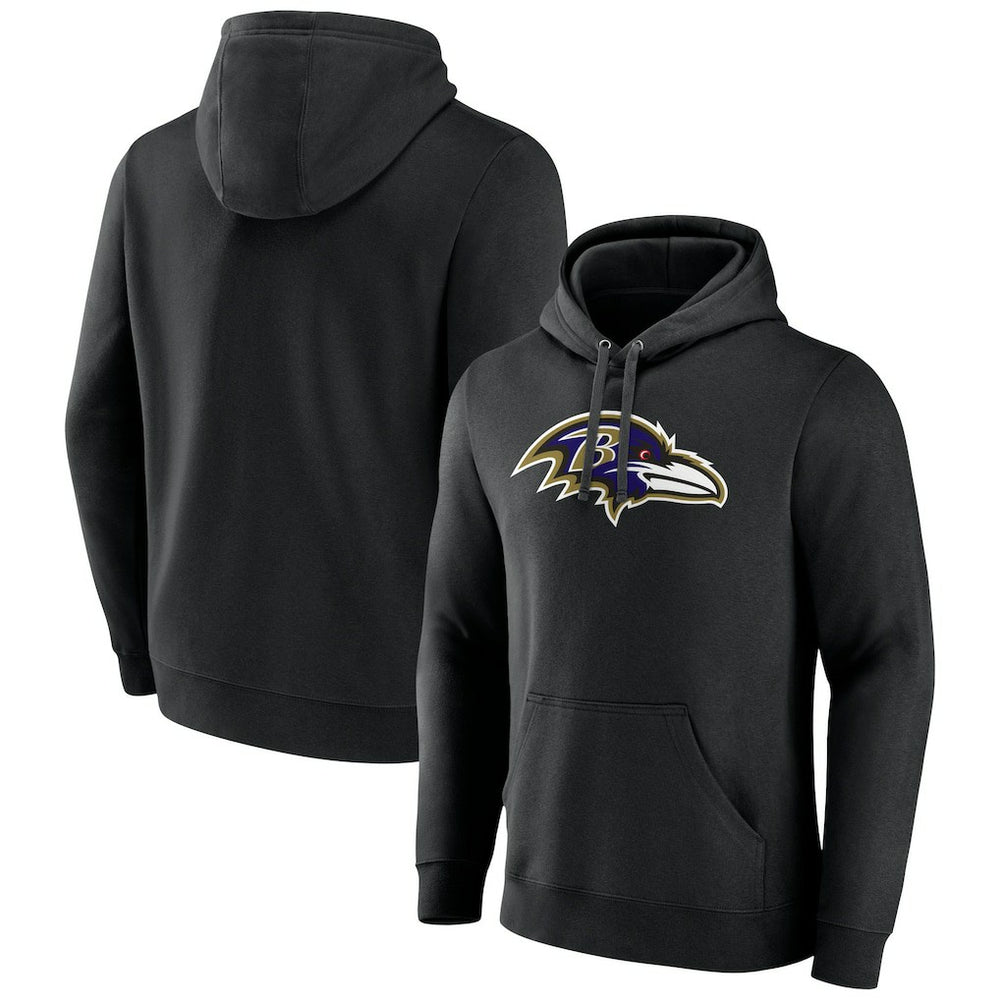 Baltimore Ravens Primary Team Logo Fitted Pullover Hoodie - Black Hoodies