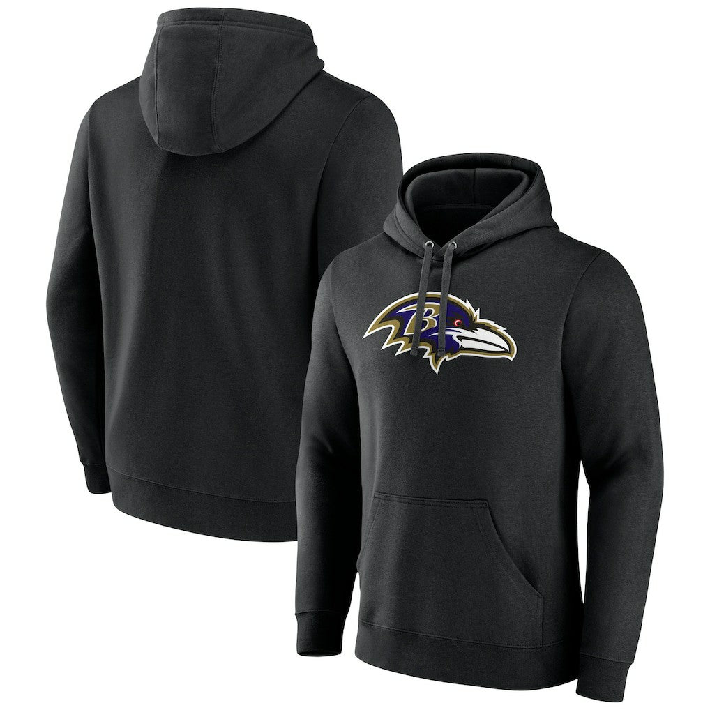 Baltimore Ravens Primary Team Logo Fitted Pullover Hoodie - Black Hoodies