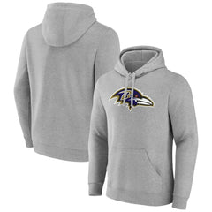 Baltimore Ravens Primary Team Logo Fitted Pullover Hoodie - Heather Gray Hoodies