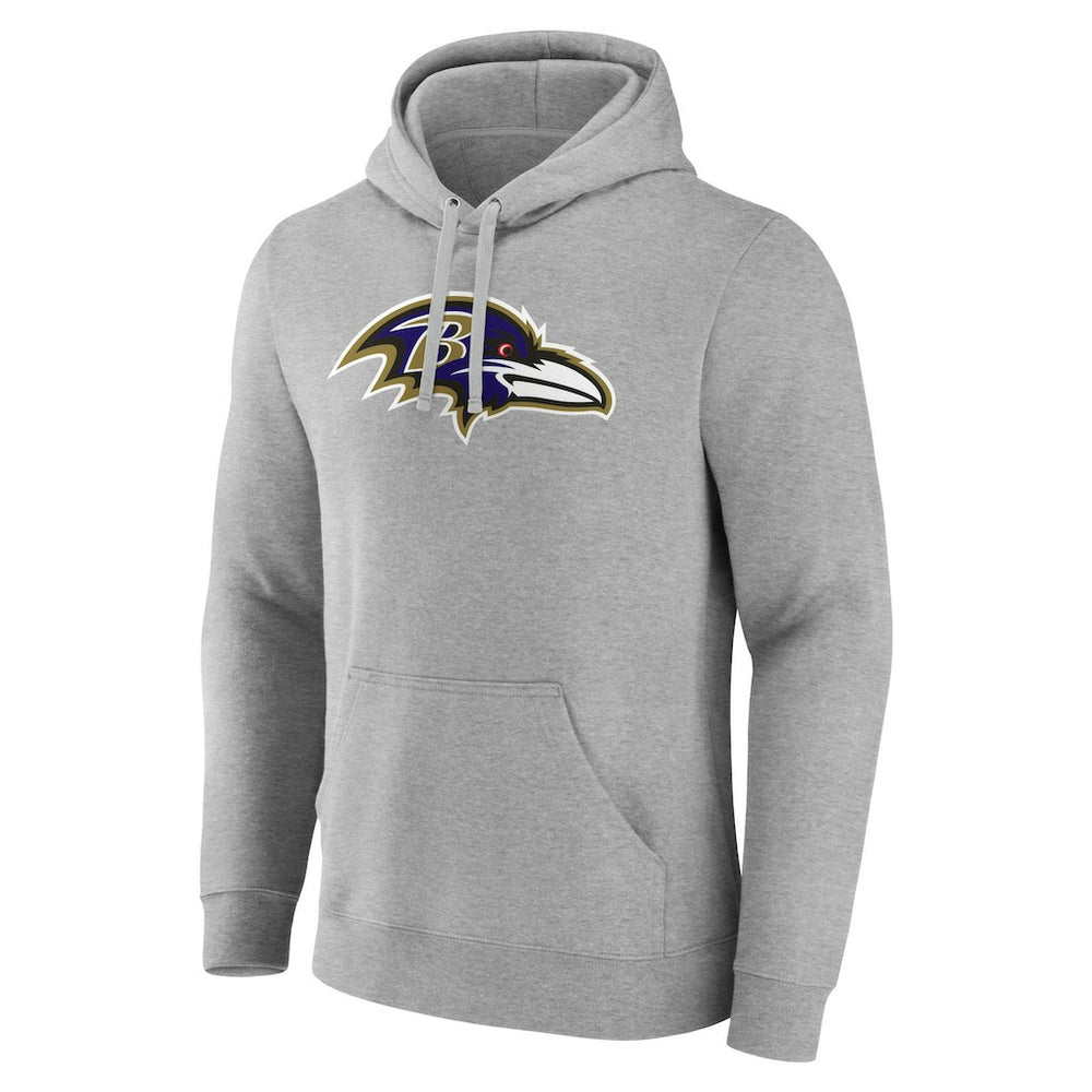 Baltimore Ravens Primary Team Logo Fitted Pullover Hoodie - Heather Gray Hoodies