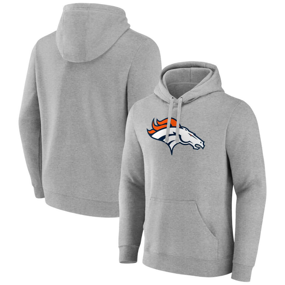 Denver Broncos Primary Team Logo Fitted Pullover Hoodie - Heather Gray Hoodies