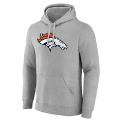Denver Broncos Primary Team Logo Fitted Pullover Hoodie - Heather Gray Hoodies