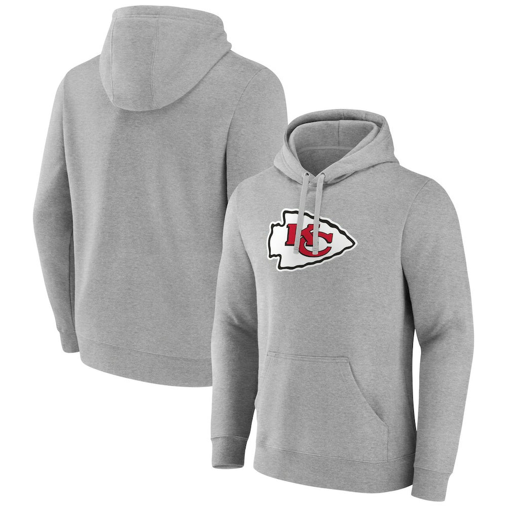 Kansas City Chiefs Primary Team Logo Fitted Pullover Hoodie - Heather Gray Hoodies