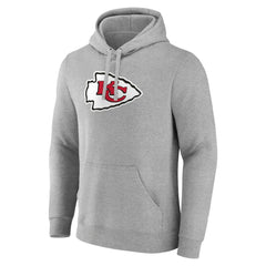 Kansas City Chiefs Primary Team Logo Fitted Pullover Hoodie - Heather Gray Hoodies