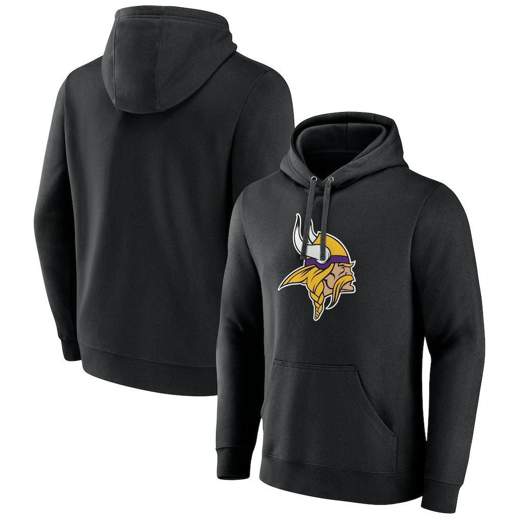 Minnesota Vikings Primary Team Logo Fitted Pullover Hoodie - Black Hoodies