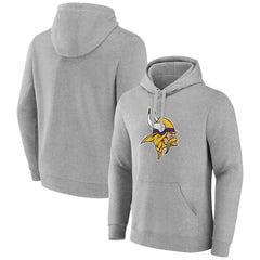 Minnesota Vikings Primary Team Logo Fitted Pullover Hoodie - Heather Gray Hoodies