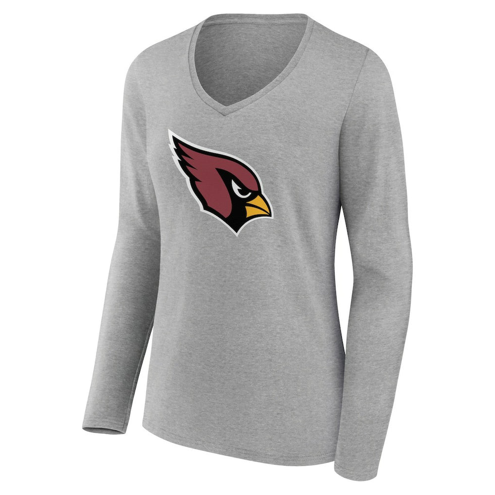 Arizona Cardinals Women's Primary Team Logo Long Sleeve V-Neck T-Shirt - Heather Gray T-shirts