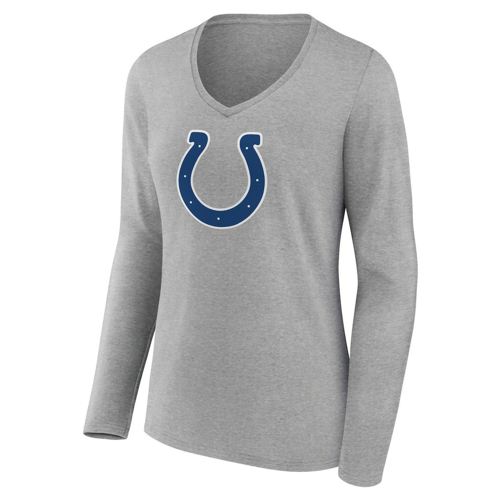 Indianapolis Colts Women's Primary Team Logo Long Sleeve V-Neck T-Shirt - Heather Gray T-shirts