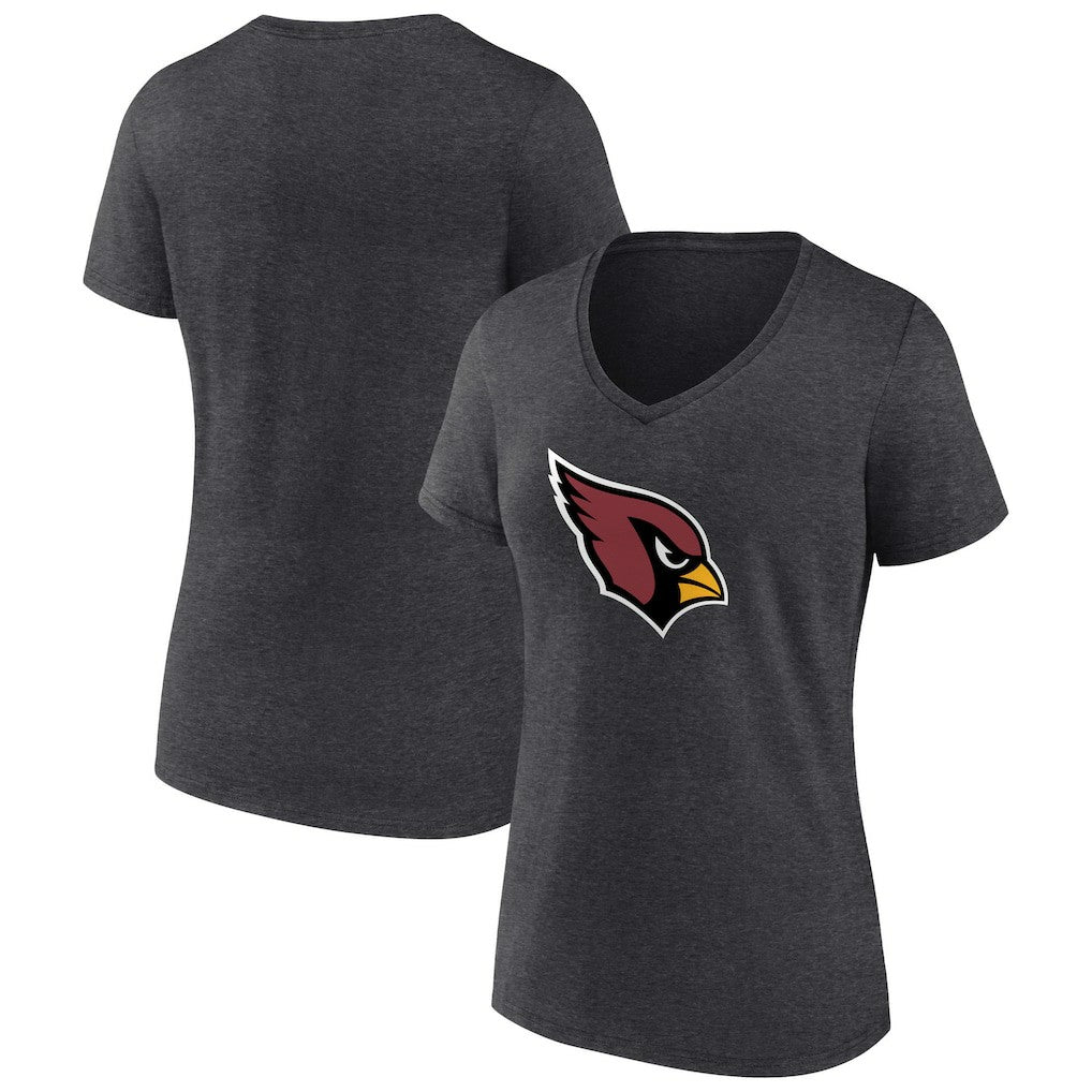 Arizona Cardinals Women's Primary Logo V-Neck T-Shirt - Charcoal T-shirts