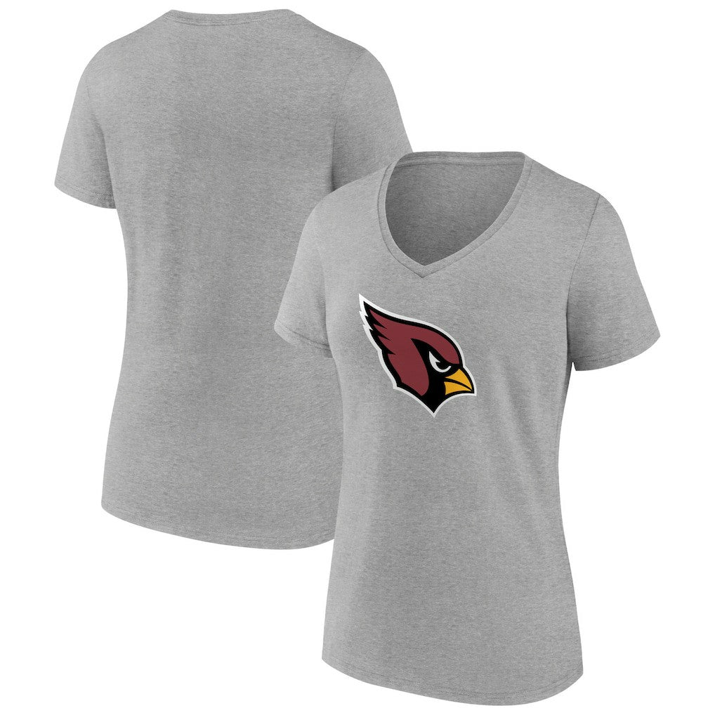 Arizona Cardinals Women's Primary Logo V-Neck T-Shirt - Heather Gray T-shirts
