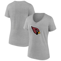 Arizona Cardinals Women's Primary Logo V-Neck T-Shirt - Heather Gray T-shirts