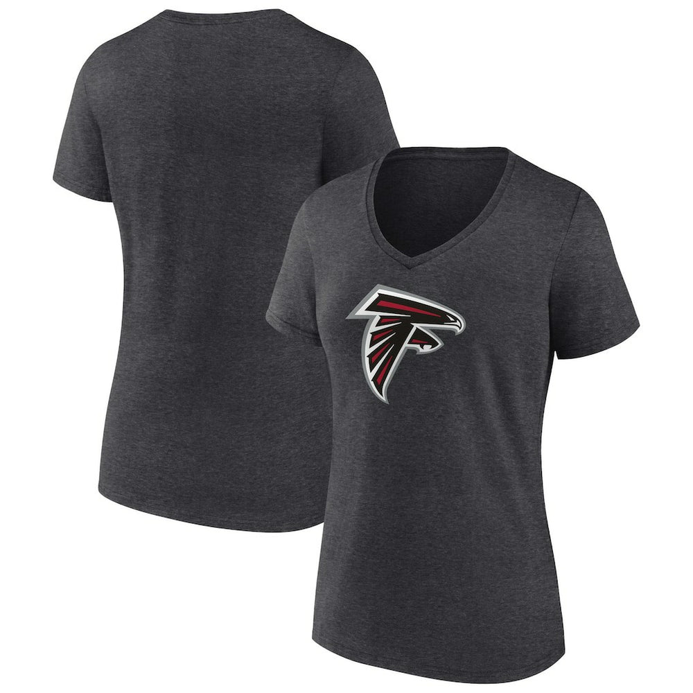 Atlanta Falcons Women's Primary Team Logo V-Neck T-Shirt - Charcoal T-shirts