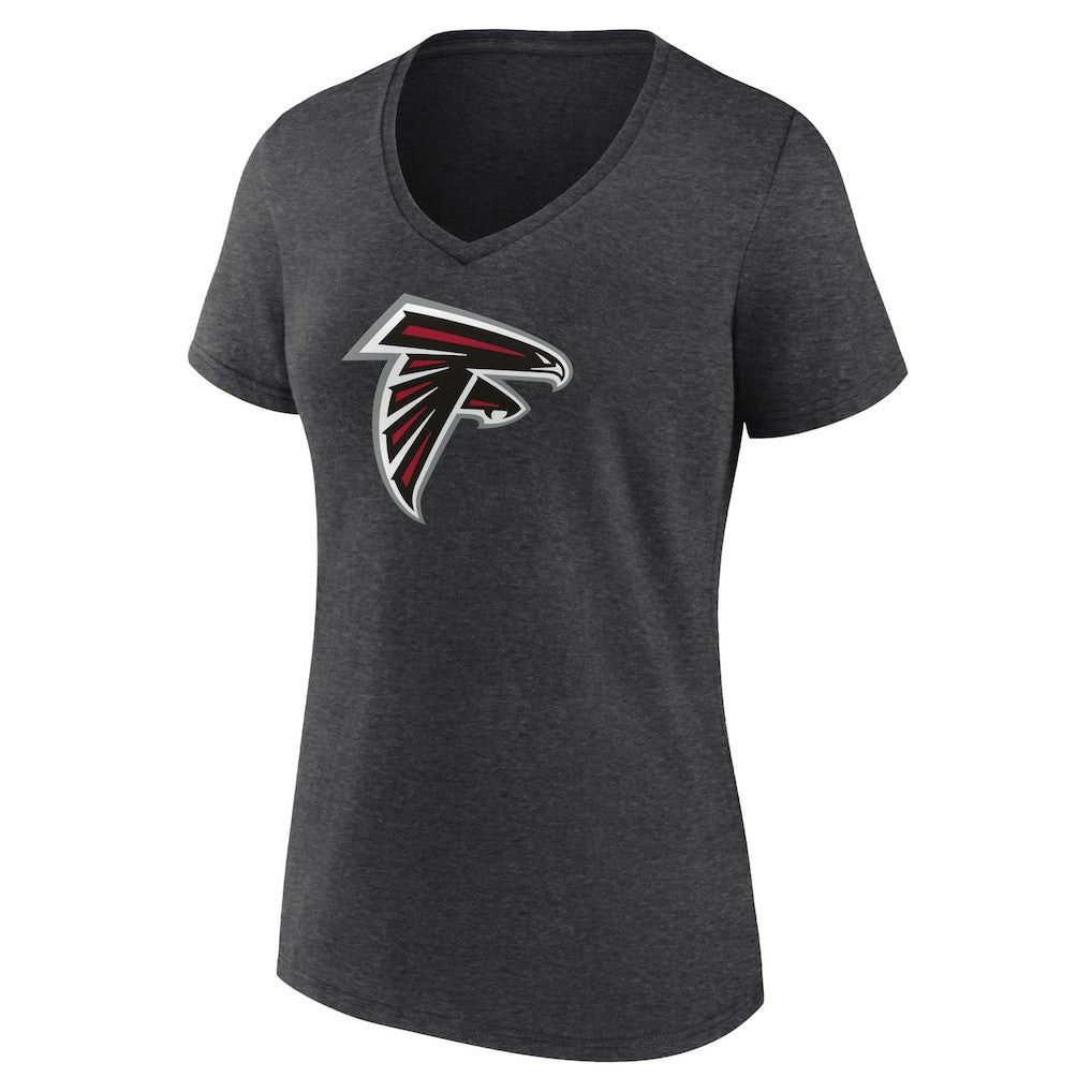 Atlanta Falcons Women's Primary Team Logo V-Neck T-Shirt - Charcoal T-shirts
