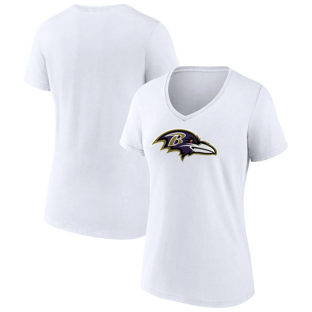 Baltimore Ravens Women's Primary Team Logo V-Neck T-Shirt - White T-shirts