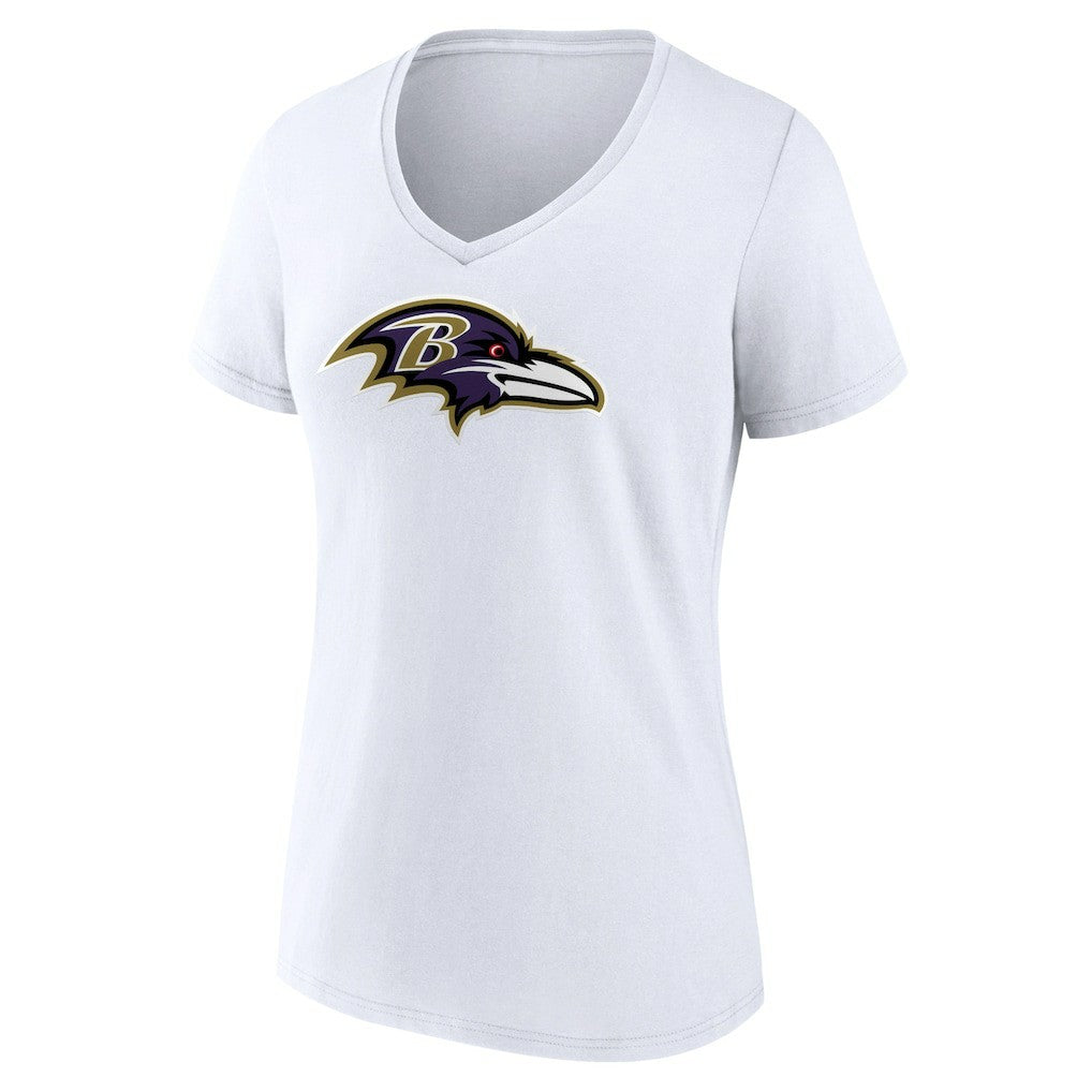 Baltimore Ravens Women's Primary Team Logo V-Neck T-Shirt - White T-shirts