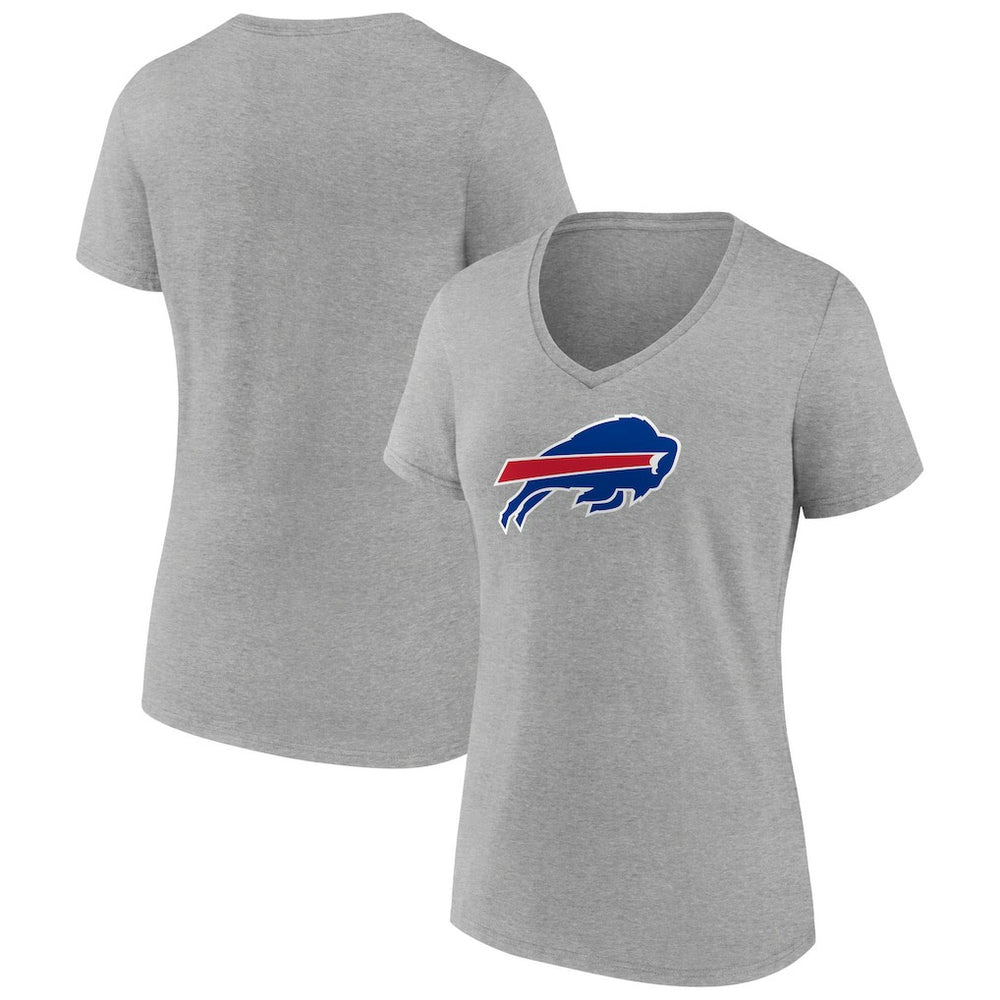 Buffalo Bills Women's Primary Team Logo V-Neck T-Shirt - Heather Gray T-shirts