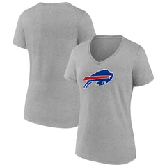 Buffalo Bills Women's Primary Team Logo V-Neck T-Shirt - Heather Gray T-shirts
