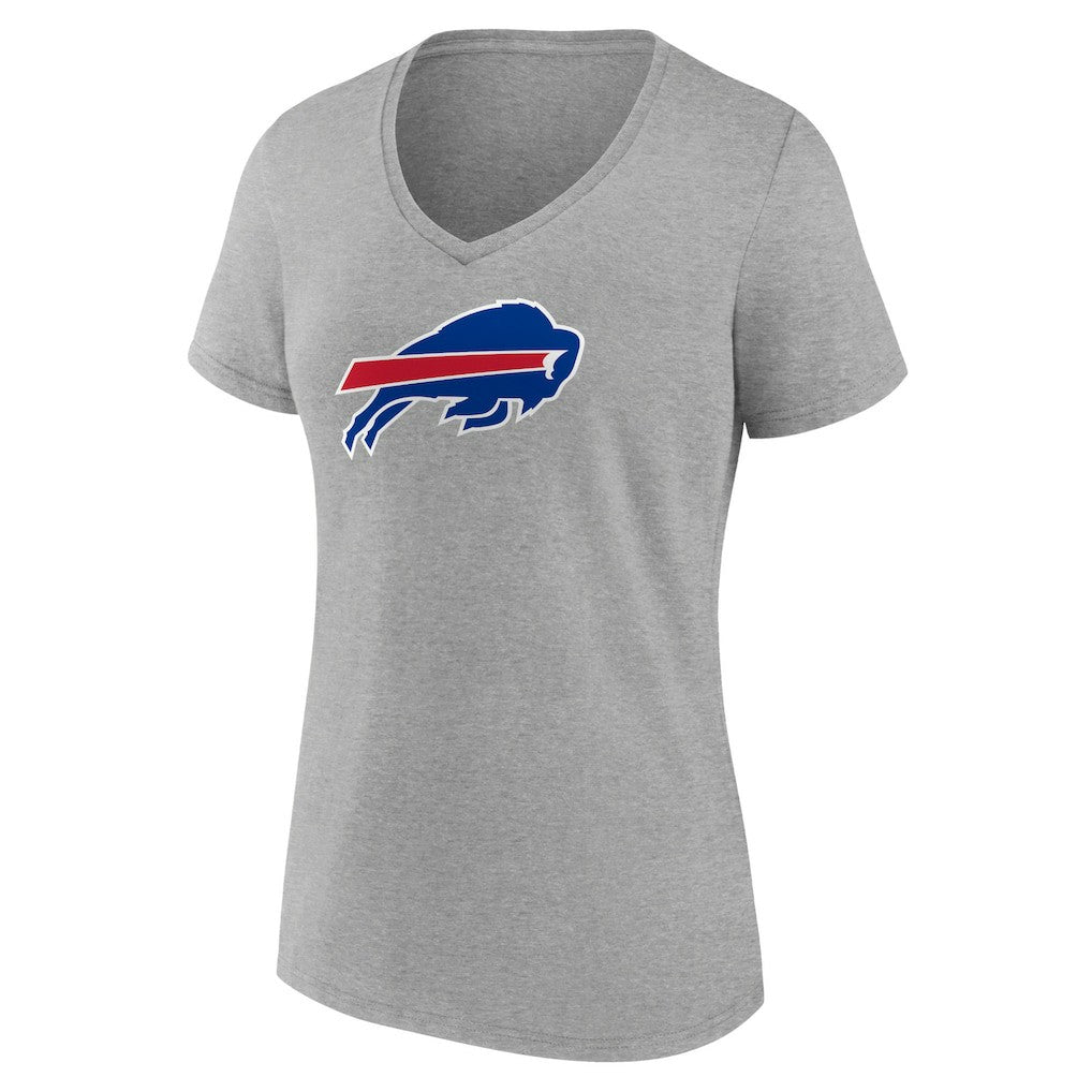 Buffalo Bills Women's Primary Team Logo V-Neck T-Shirt - Heather Gray T-shirts