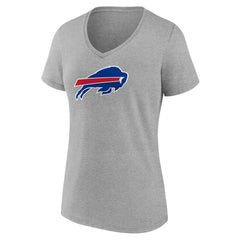 Buffalo Bills Women's Primary Team Logo V-Neck T-Shirt - Heather Gray T-shirts