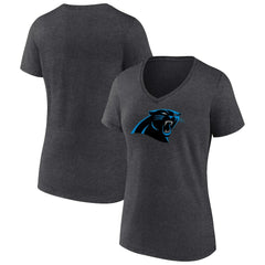 Carolina Panthers Women's Primary Team Logo V-Neck T-Shirt - Charcoal T-shirts