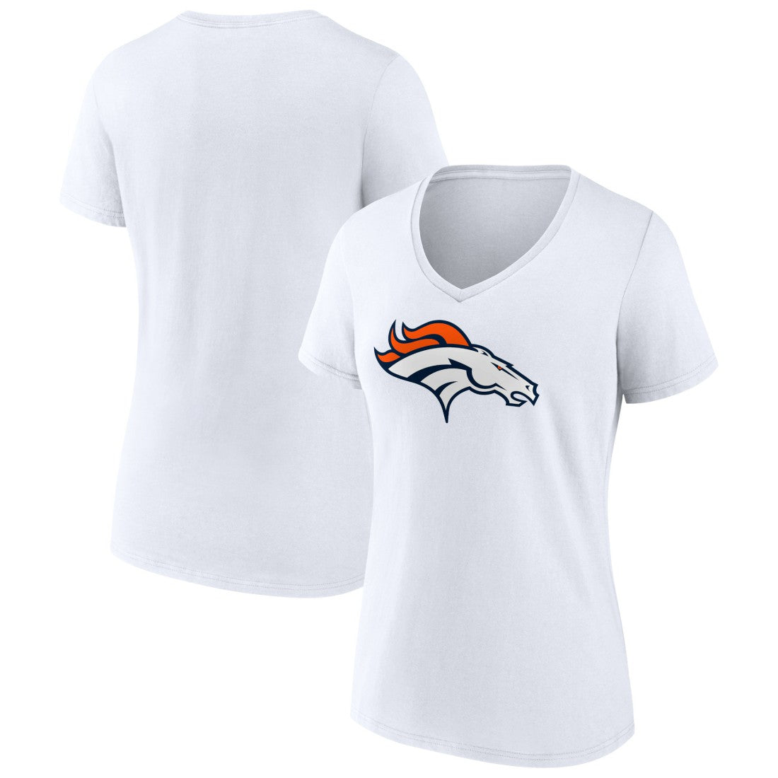 Denver Broncos Women's Primary Team Logo V-Neck T-Shirt - White T-shirts