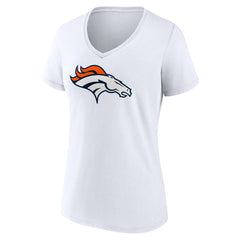 Denver Broncos Women's Primary Team Logo V-Neck T-Shirt - White T-shirts