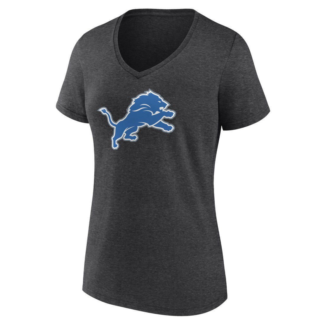 Detroit Lions Women's Primary Team Logo V-Neck T-Shirt - Charcoal T-shirts