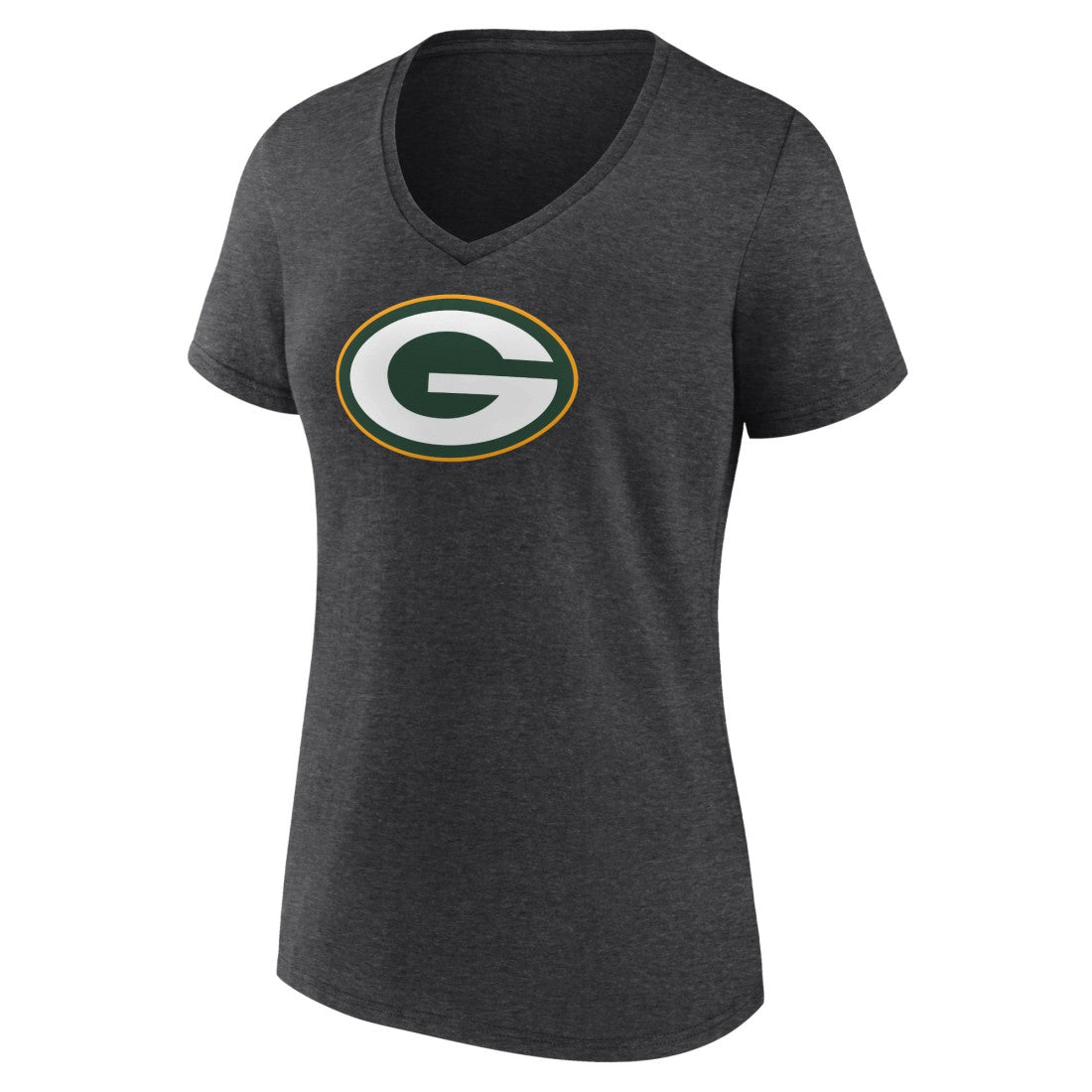 Green Bay Packers Women's Primary Team Logo V-Neck T-Shirt - Charcoal T-shirts