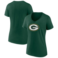 Green Bay Packers Women's Primary Team Logo V-Neck T-Shirt - Green T-shirts