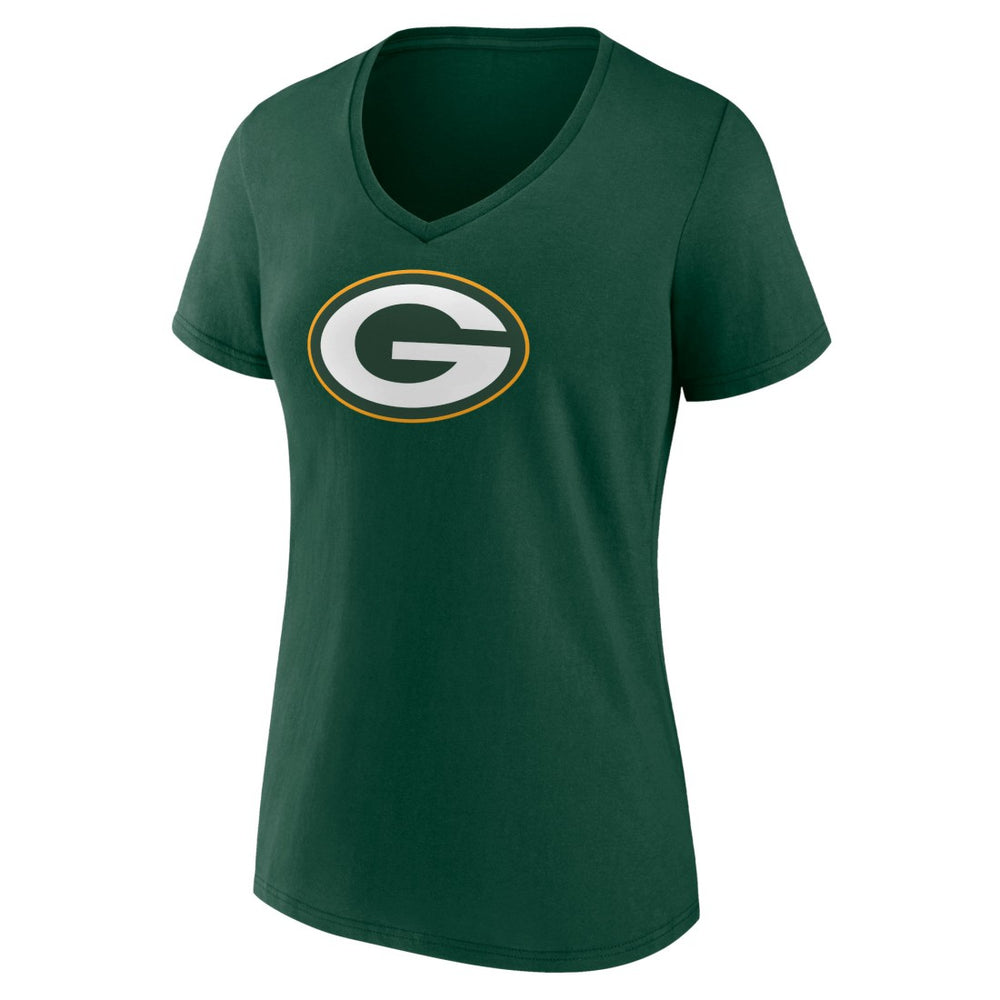 Green Bay Packers Women's Primary Team Logo V-Neck T-Shirt - Green T-shirts