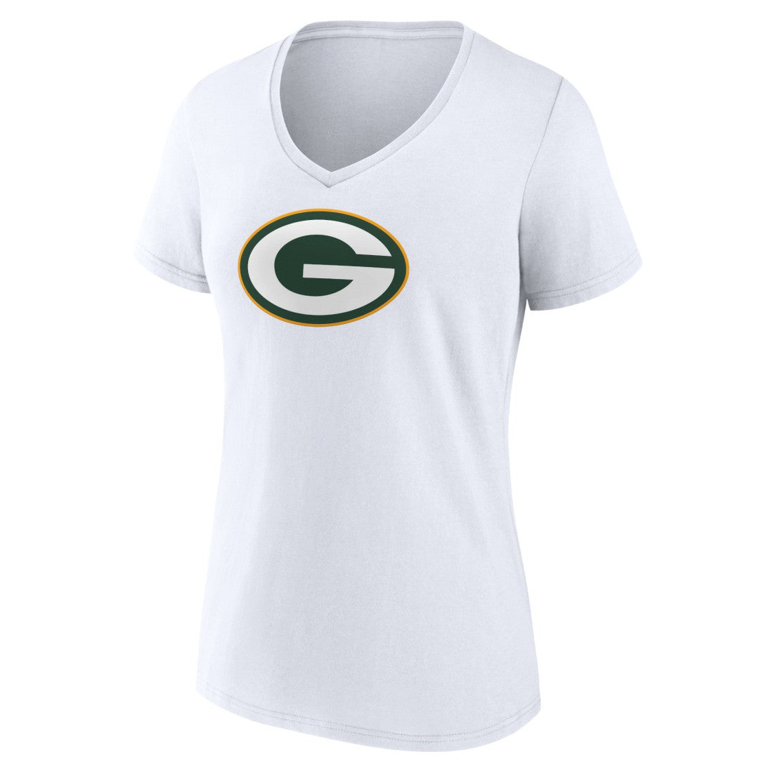 Green Bay Packers Women's Primary Team Logo V-Neck T-Shirt - White T-shirts