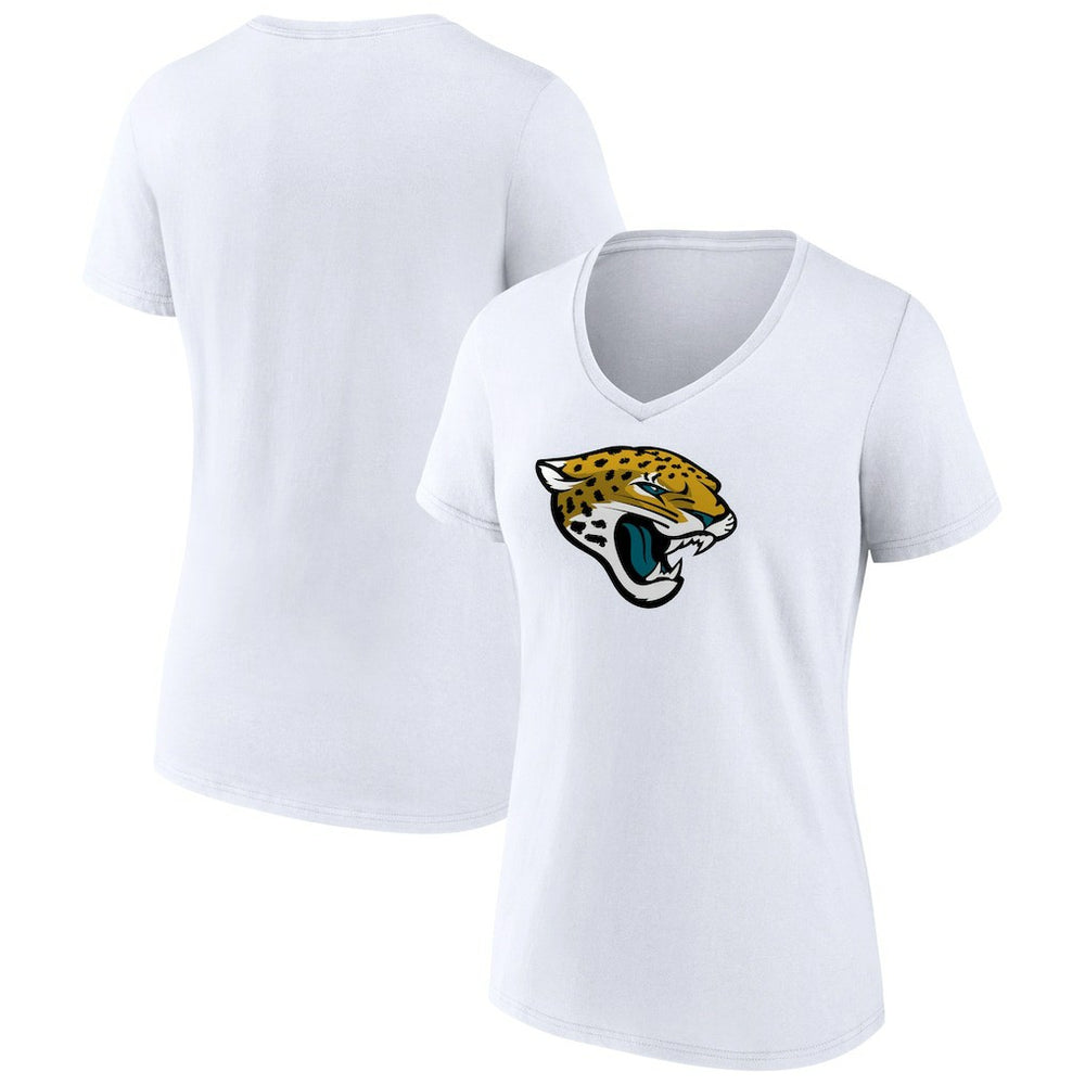 Jacksonville Jaguars Women's Primary Team Logo V-Neck T-Shirt - White T-shirts