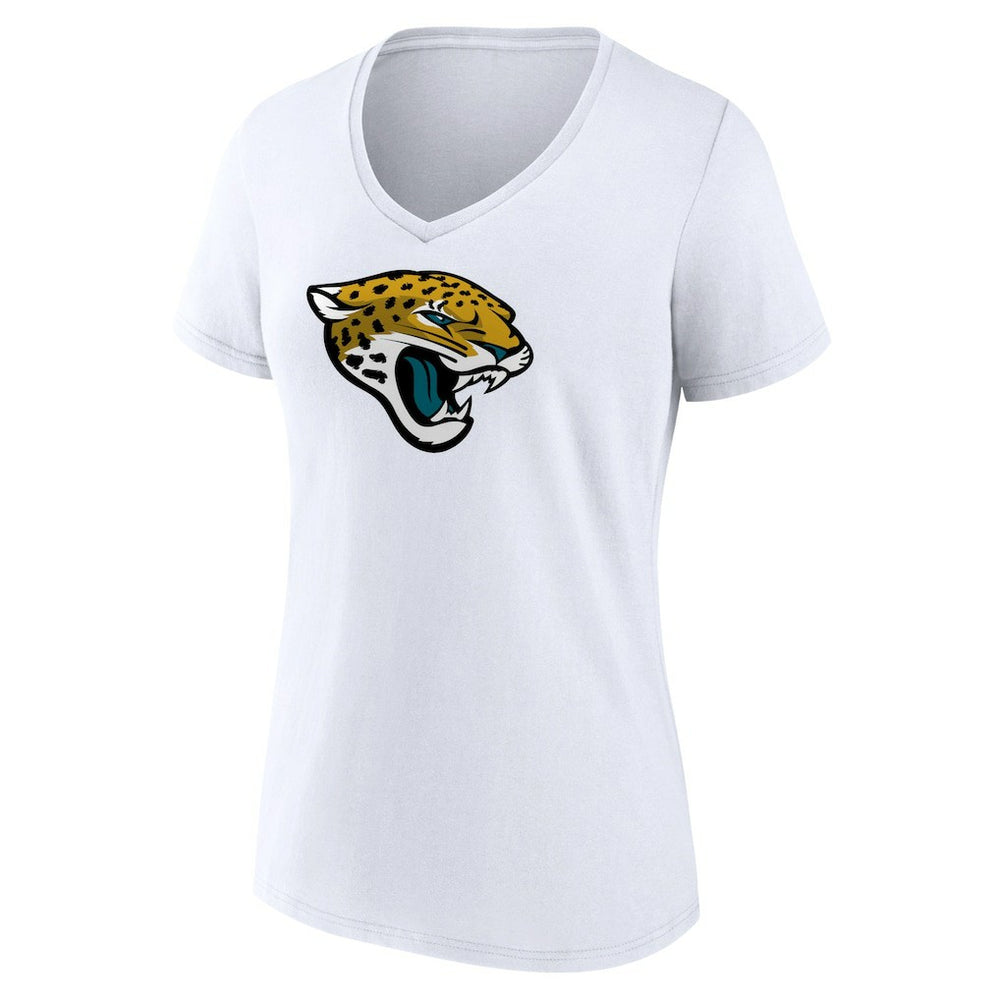 Jacksonville Jaguars Women's Primary Team Logo V-Neck T-Shirt - White T-shirts