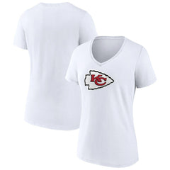 Kansas City Chiefs Women's Primary Team Logo V-Neck T-Shirt - White T-shirts