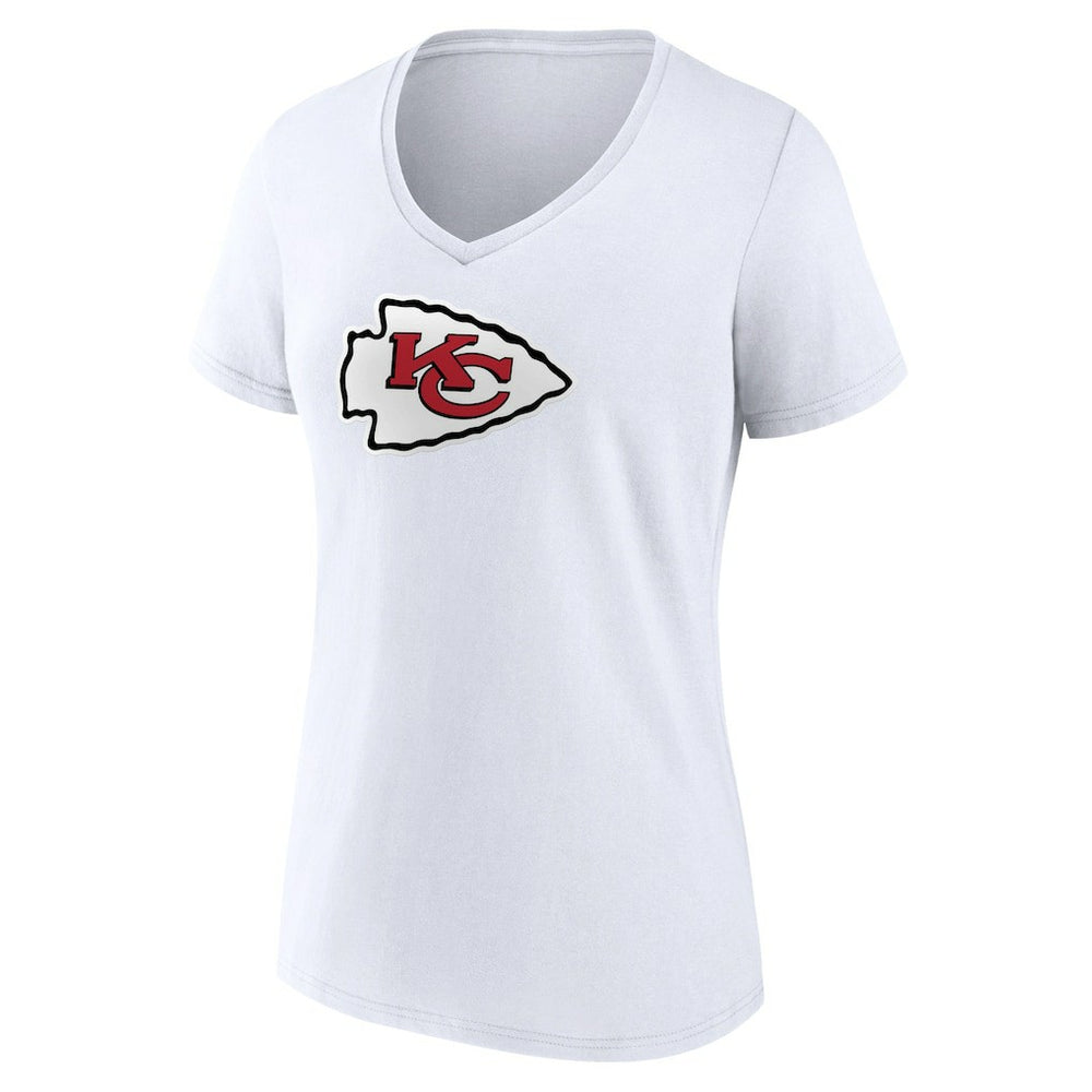 Kansas City Chiefs Women's Primary Team Logo V-Neck T-Shirt - White T-shirts