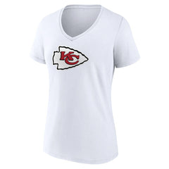 Kansas City Chiefs Women's Primary Team Logo V-Neck T-Shirt - White T-shirts
