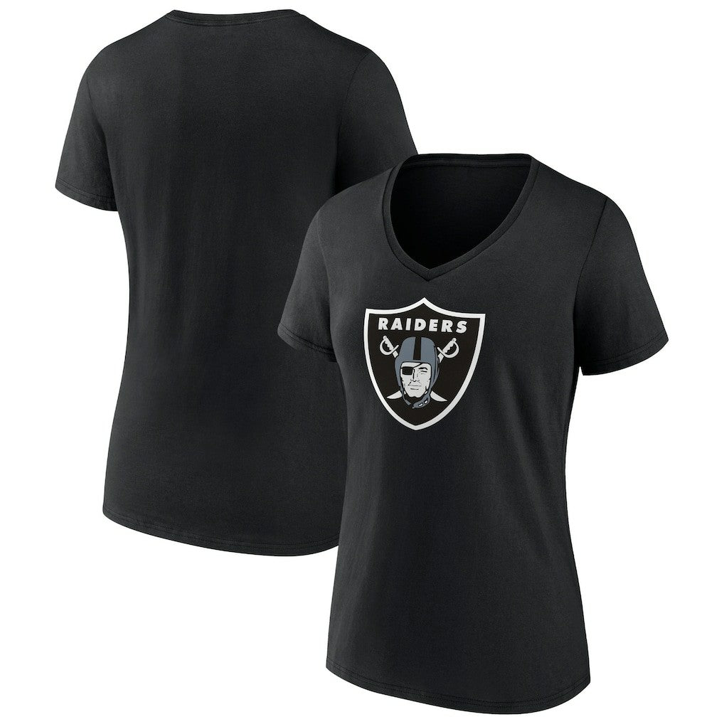 Las Vegas Raiders Women's Primary Team Logo V-Neck T-Shirt - Black T-shirts
