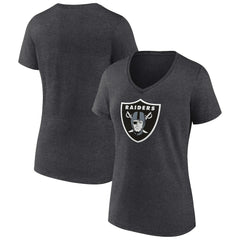 Las Vegas Raiders Women's Primary Team Logo V-Neck T-Shirt - Charcoal T-shirts
