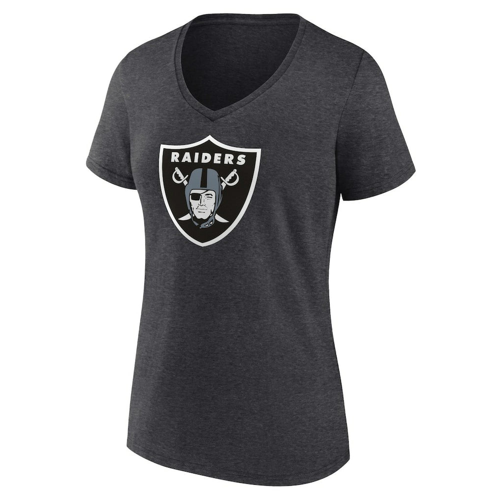 Las Vegas Raiders Women's Primary Team Logo V-Neck T-Shirt - Charcoal T-shirts