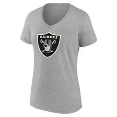 Las Vegas Raiders Women's Primary Team Logo V-Neck T-Shirt - Heather Gray T-shirts