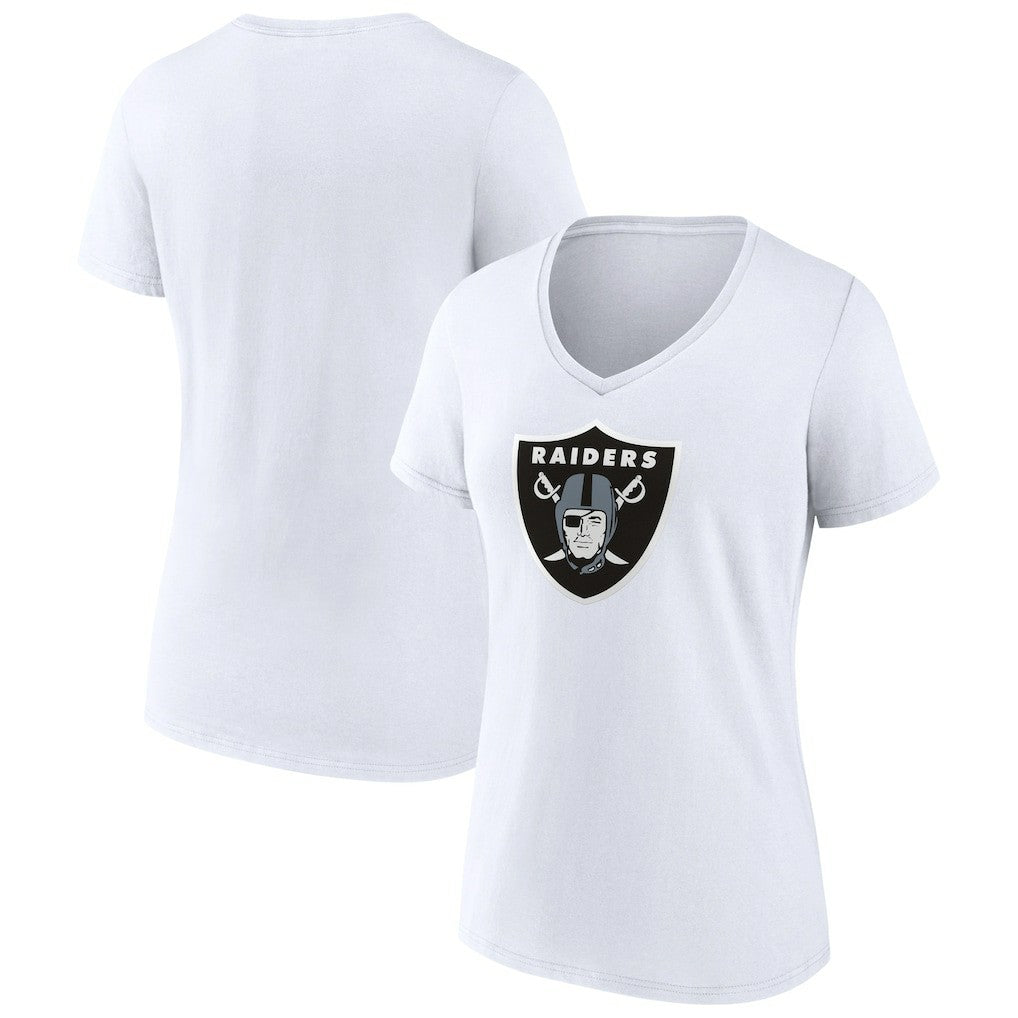 Las Vegas Raiders Women's Primary Team Logo V-Neck T-Shirt - White T-shirts