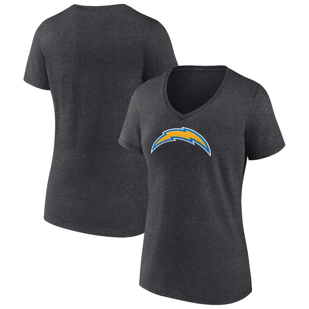 Los Angeles Chargers Women's Primary Team Logo V-Neck T-Shirt - Charcoal T-shirts
