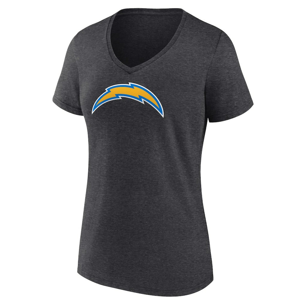 Los Angeles Chargers Women's Primary Team Logo V-Neck T-Shirt - Charcoal T-shirts